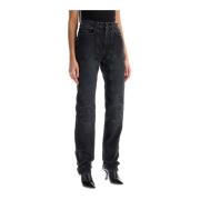 Jean Paul Gaultier Vadderad Insats Snörning Denim Jeans Black, Dam