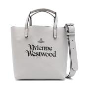 Vivienne Westwood Grå Axelväska med Logotyptryck Gray, Dam