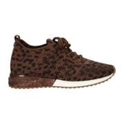 La Strada Stickad Leopard Sportiga Sneakers Brown, Dam