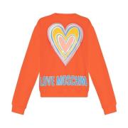 Love Moschino Handgjord Bomull Crewneck Tränings T-shirt Orange, Dam