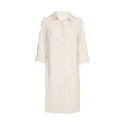 Marie Méro Ecru Velour Polo Krage Klänning Beige, Dam