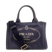 Prada Vintage Pre-owned Canvas totevskor Blue, Dam