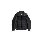 Moncler Svart ull dunjacka med huva Black, Herr