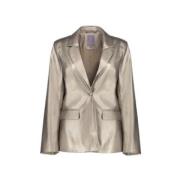 Geisha Guld Eco-Läder Blazer med Metallic Finish Yellow, Dam