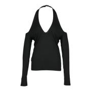 Pinko Elegant Viskos Elastan Stickad Topp Black, Dam