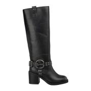 Alma EN Pena Metallic circle heel boot Black, Dam