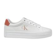 Calvin Klein Jeans Läder Dam Sneakers Vår/Sommar Kollektion White, Dam