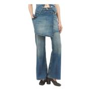 Ganni Avtagbar Kjol Flare Jeans Blue, Dam