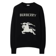 Burberry Svart Stickad Crew Tröja Black, Herr