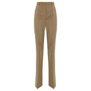 Max Mara Studio Flanellrandiga Byxor Sand Beige, Dam