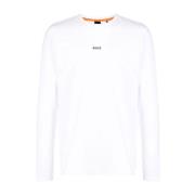 Boss Orange Vit Bomull Långärmad T-shirt White, Herr