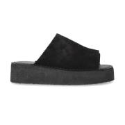 Clarks Svart Mocka Kilklack Platform Slide Black, Dam