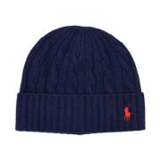 Ralph Lauren HAT Beanie Classic Polo Wool Blend Blue, Herr