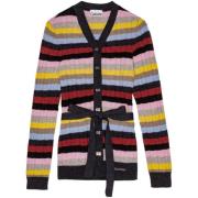 Ganni Multifärgad Silverknapp Cardigan Multicolor, Dam