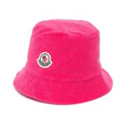 Moncler Reversible Logo Patch Bucket Hat Pink, Dam