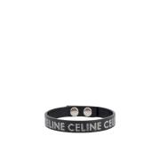 Celine Svart Läderlogotyparmband Black, Herr