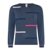 Skovhuus Randig Pullover Indigo Blus Blue, Dam