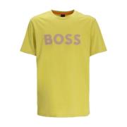 Boss Orange Mörk Gul Bomull T-shirt med Logotyptryck Yellow, Herr