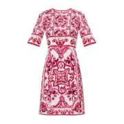 Dolce & Gabbana Sidensklänning med Majolica-tryck Pink, Dam