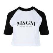 Msgm Bomull T-shirt med unik design White, Dam