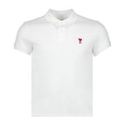 Ami Paris Hjärtvän Polo Tröja Unisex White, Herr