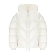 Elisabetta Franchi Ivory Vadderad Jacka med Logo Crest Beige, Dam