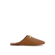 Valentino Garavani Brun läder slip-on mules Brown, Dam