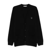 Maison Kitsuné Svart Stickad Kofta Aw24 Black, Herr