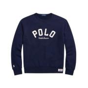 Polo Ralph Lauren Broderad Logosweatshirt med Filtapplikationer Blue, ...