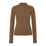 Pepe Jeans Brun Ribbad Bomull Ull Jersey Brown, Dam