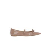 Stuart Weitzman Rosa lackläder Mary-Jane platta skor Brown, Dam