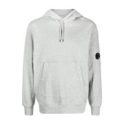 C.p. Company Grå Melange Diagonal Raised Fleece Hoodie Gray, Herr