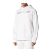 Plein Sport Vit Hoodie med Tiger Print White, Herr