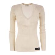 Elisabetta Franchi Smör Jersey Top Mk16S47E2 C14 Beige, Dam