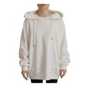 Dolce & Gabbana Vit Broderad Hoodie Pullover White, Dam