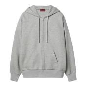 Gucci Präglad Heather Grey Hoodie med Dragkedja Gray, Herr