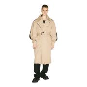 Mugler Twill Trench Coat med bred krage Beige, Herr