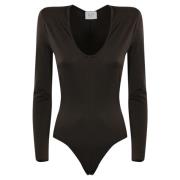 MVP wardrobe Lycra Bodysuit med Långärm Brown, Dam