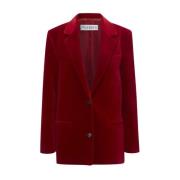 JW Anderson Röd Sammet Blazer Oversize Bomull Red, Dam