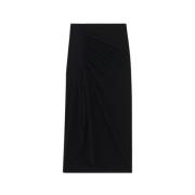 IRO Svart Jersey Midi Kjol Draperad Midja Black, Dam