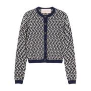 Valentino Garavani Jacquard Cardigan Sweaters Blue, Dam