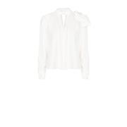 Rinascimento Georgette blus med ros och V-ringning White, Dam