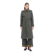 Burberry Rutig Fodrad Trenchcoat Gray, Dam