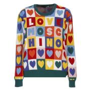 Love Moschino Multifärgade Rundhalsade Sweaters Green, Dam