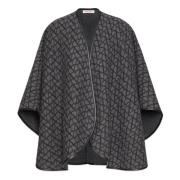 Valentino Garavani Iconographe Jacquard Ull Poncho Gray, Dam