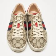 Gucci Vintage Pre-owned Belagd canvas sneakers Beige, Dam