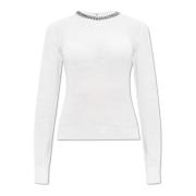 Stella McCartney Tröja med dekorativ kedja vid halsringningen White, D...