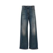 Msgm Delavé-effekt bred ben denim jeans Blue, Dam