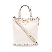 Valentino Garavani Vit läder Rockstud axelväska White, Dam