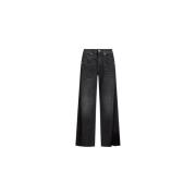 Circus Hotel Svarta Slim Fit Veckade Jeans Black, Dam